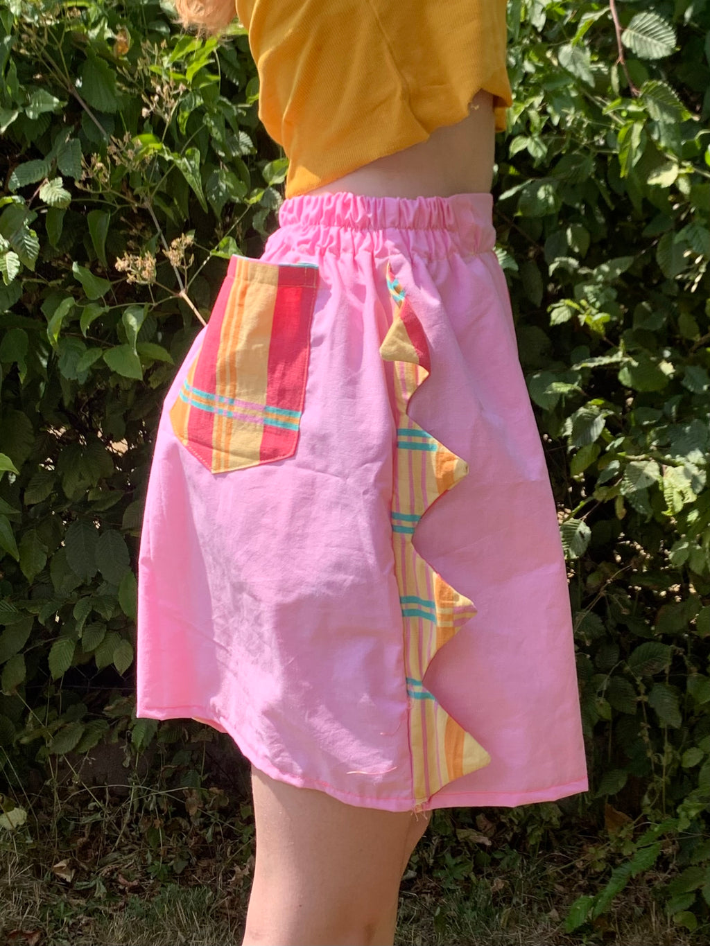 Short Dino rose à carreaux, S