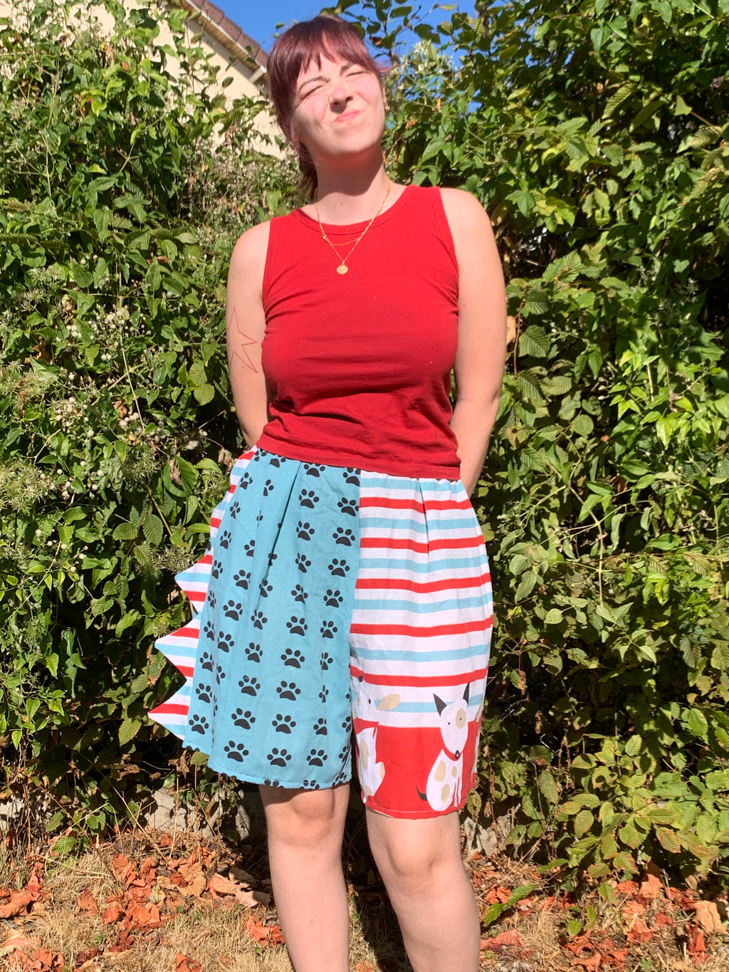 Short Dino rouge et bleu M