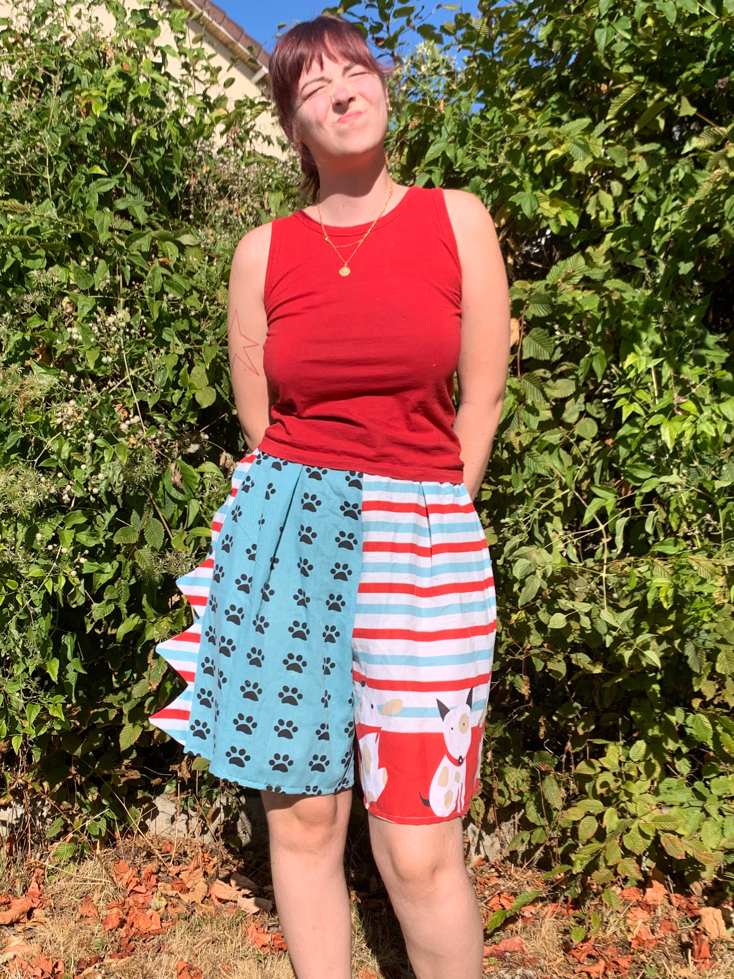 Short Dino rouge et bleu M