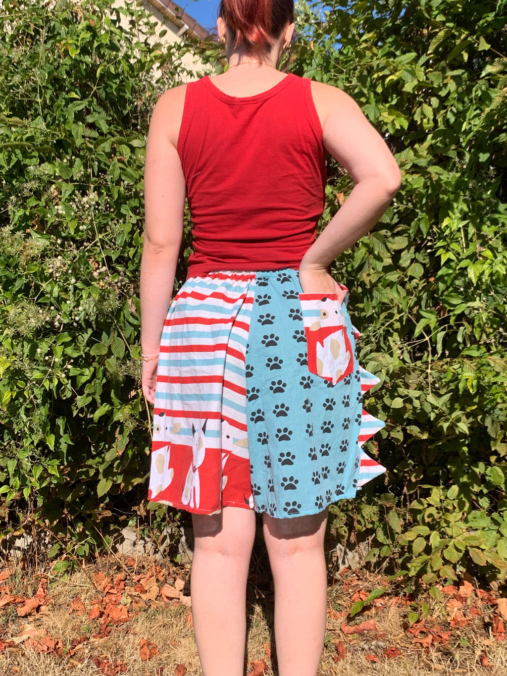 Short Dino rouge et bleu M