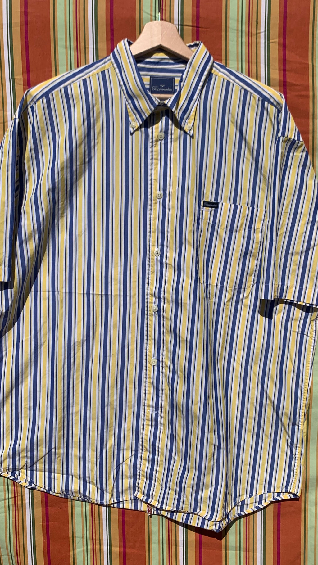 Chemise Dino jaune et bleue à manches courtes XXL