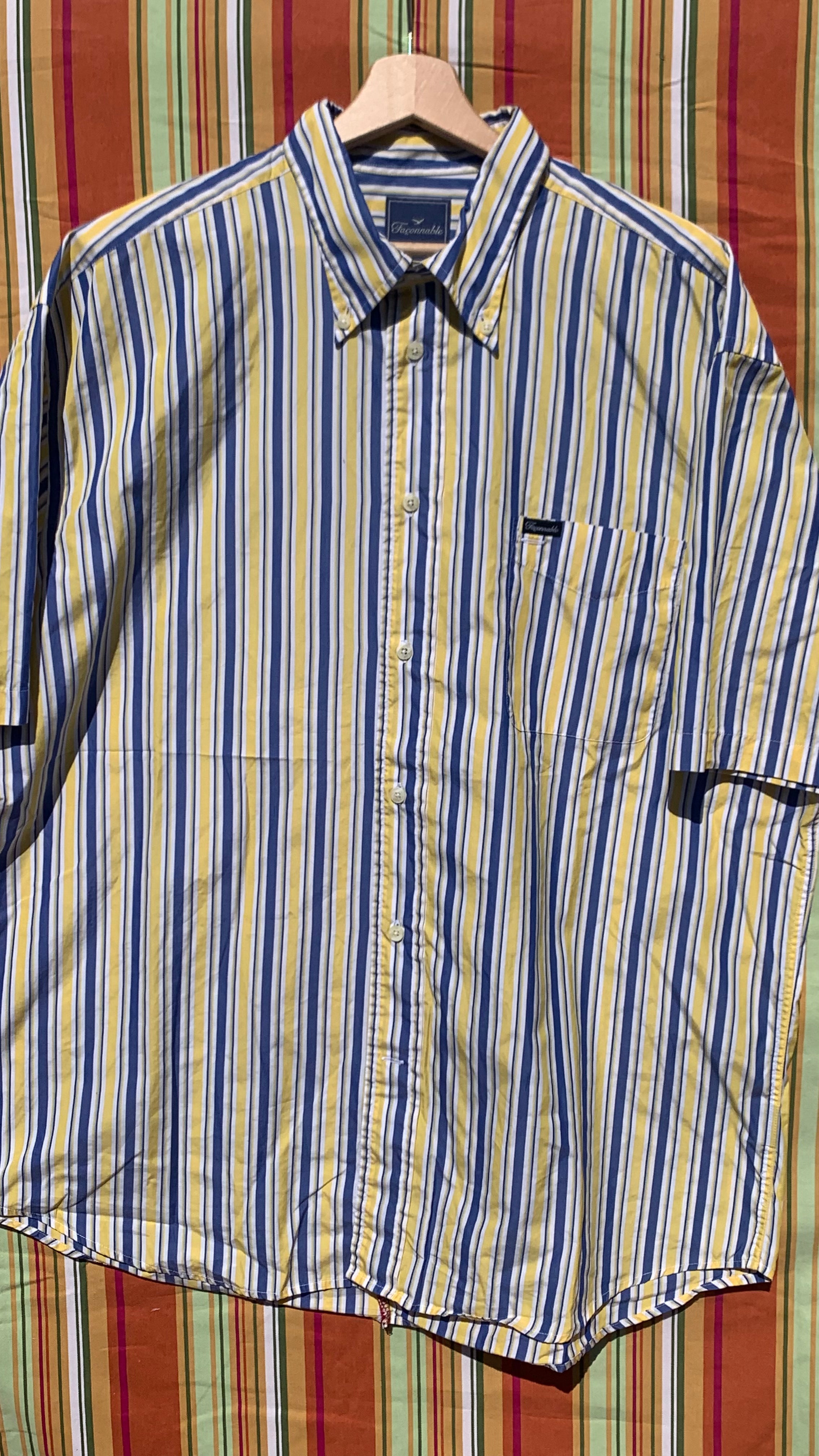 Chemise Dino jaune et bleue à manches courtes XXL