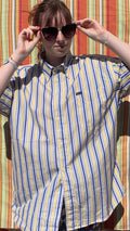 Chemise Dino jaune et bleue à manches courtes XXL