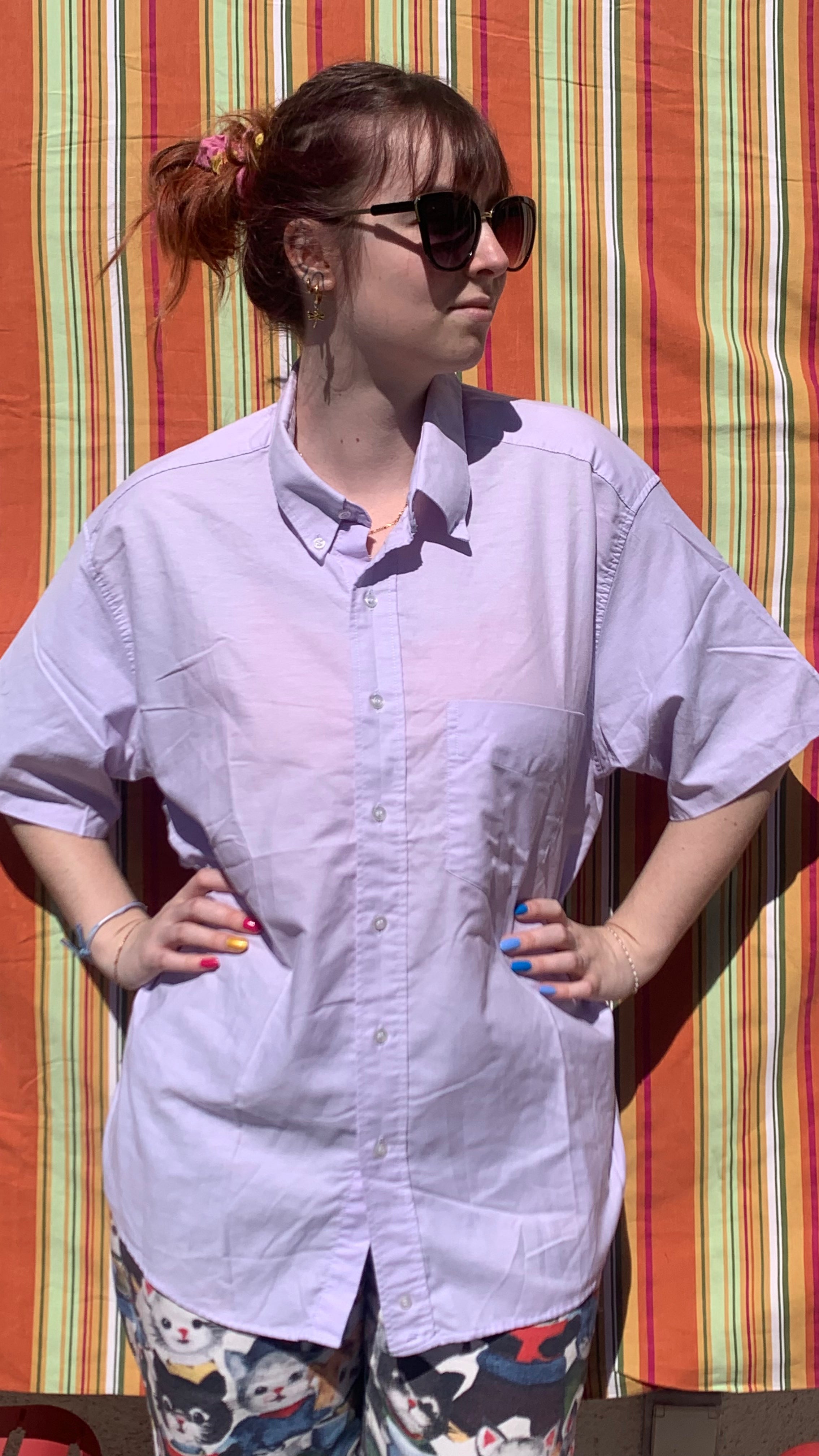 Chemise Dino lila à manches courtes XL