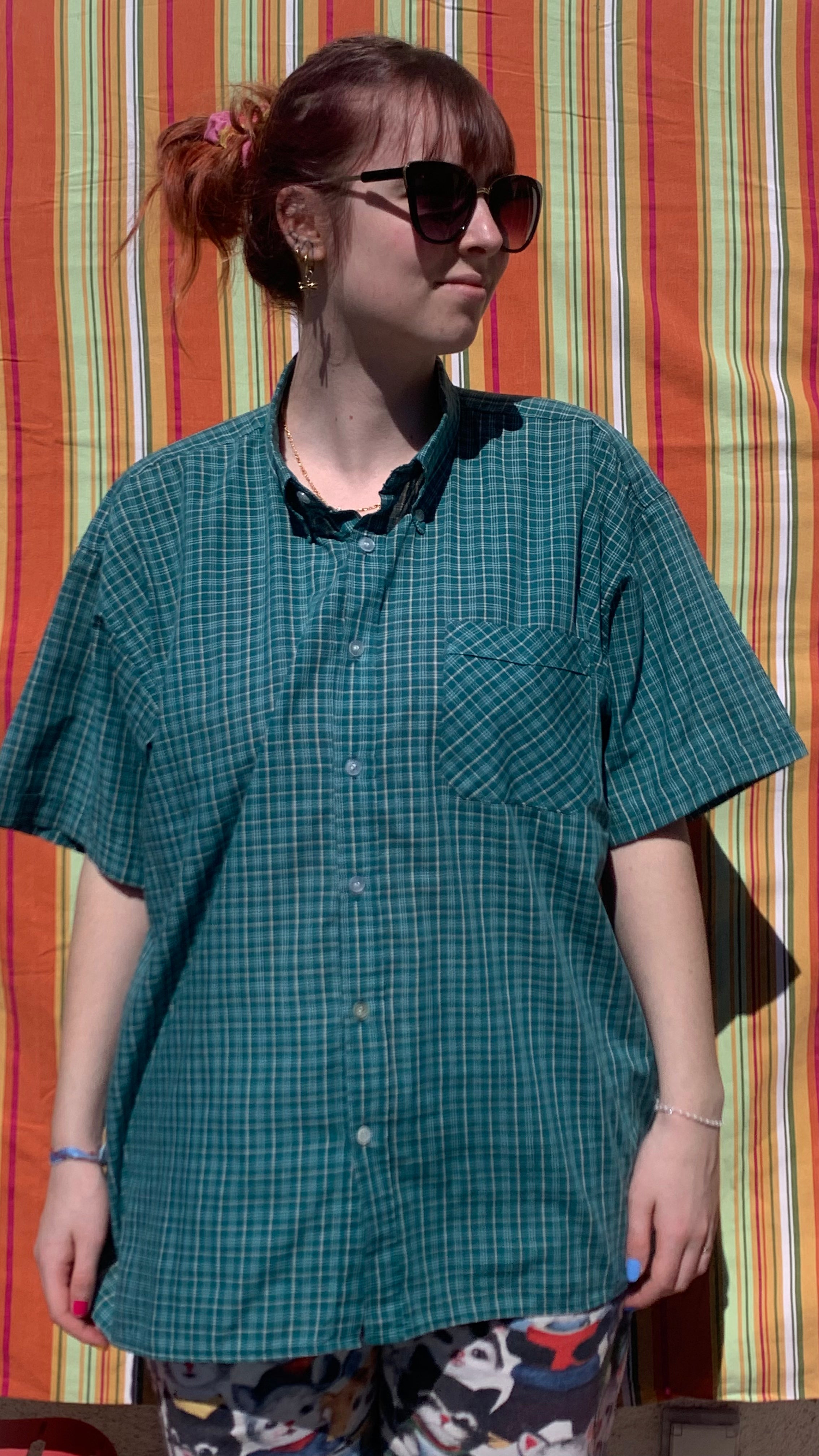 Chemise Dino verte à manches courtes XL