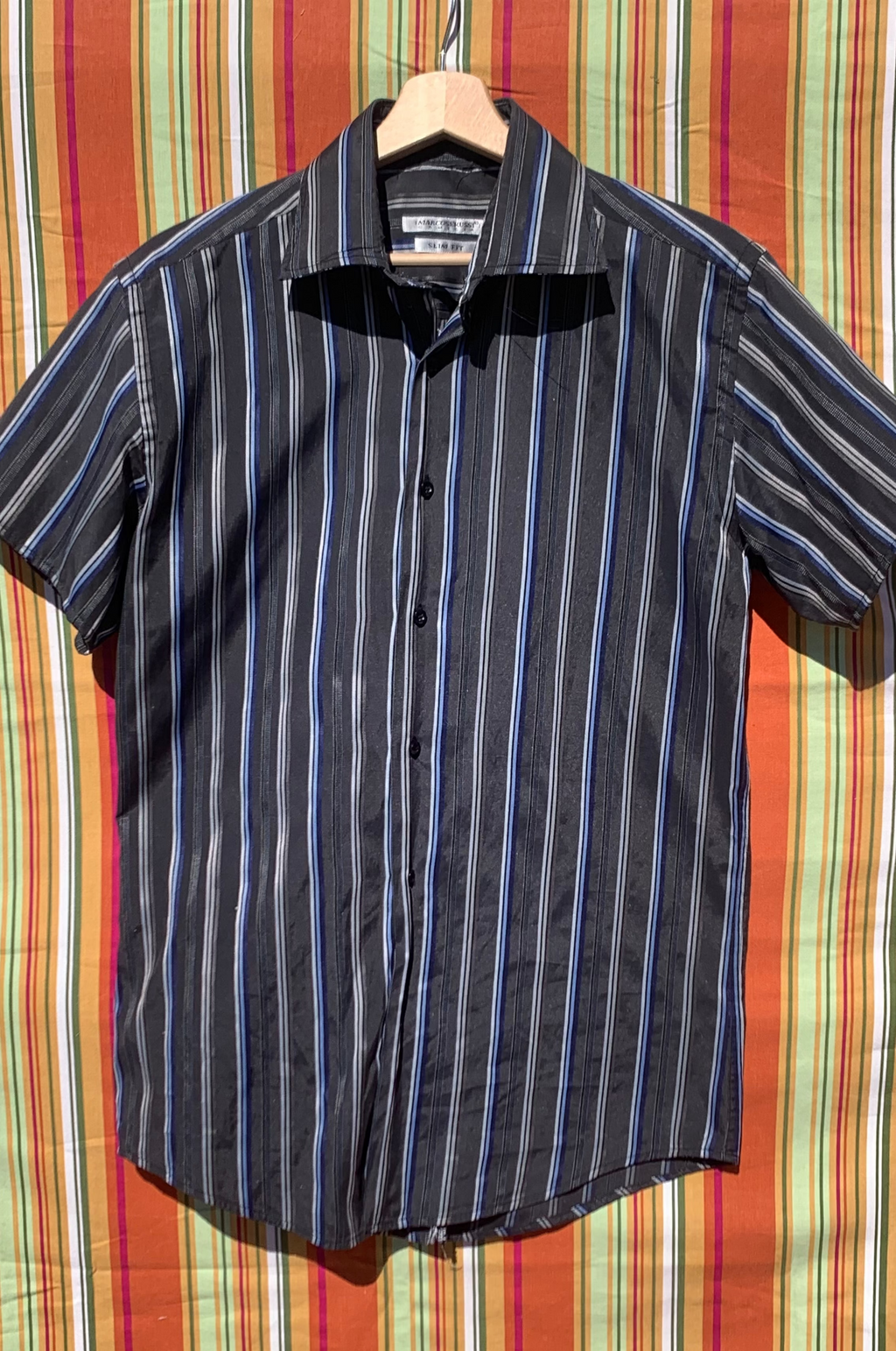 Chemise Dino noir rayée à manches courtes S
