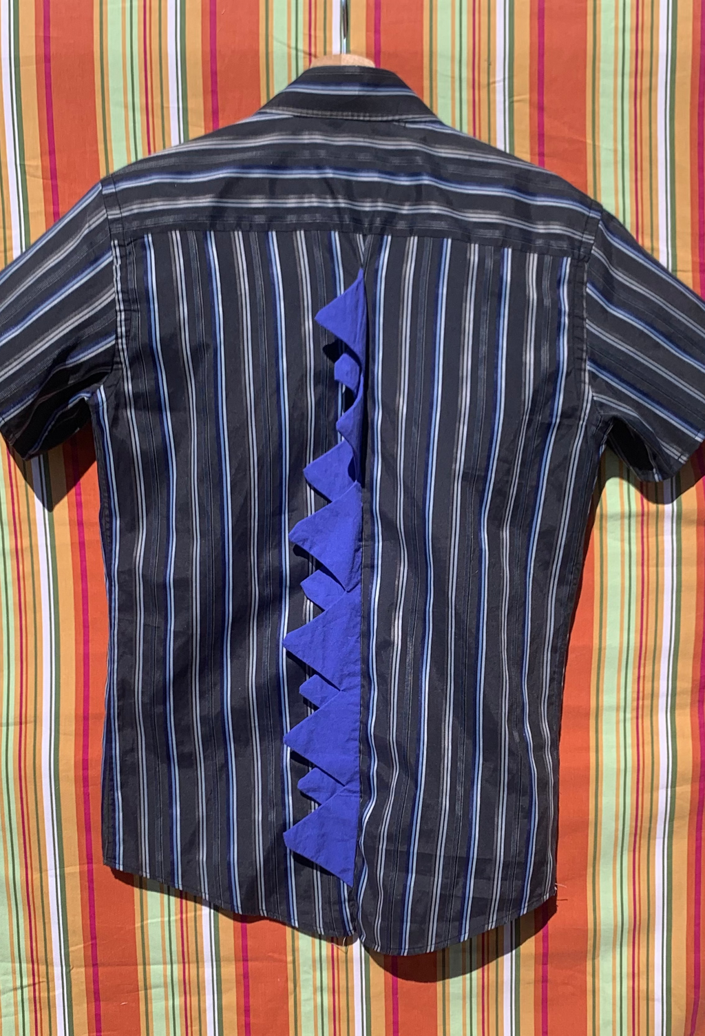 Chemise Dino noir rayée à manches courtes S