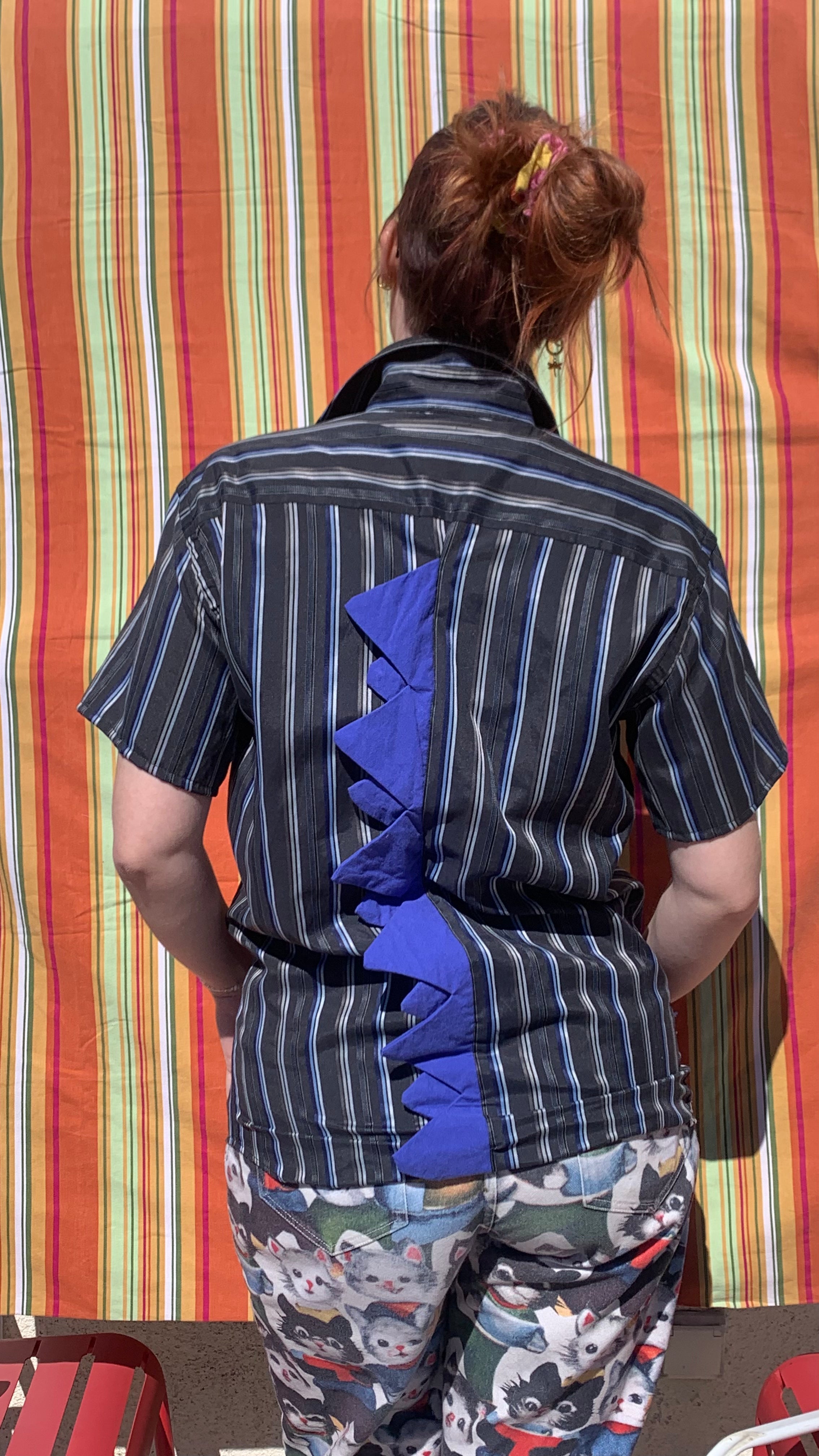 Chemise Dino noir rayée à manches courtes S