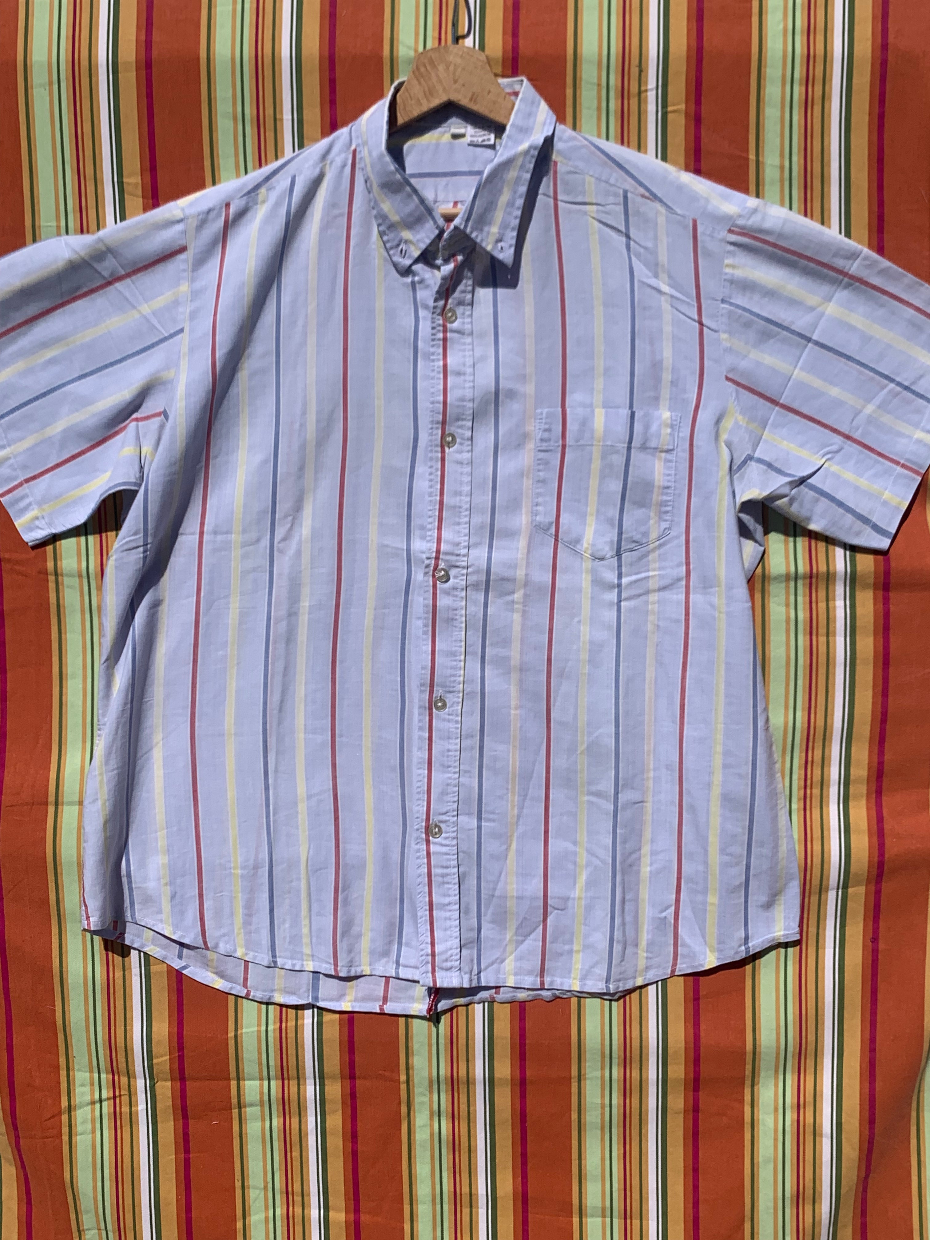 Chemise Dino bleue rayée à manches courtes XL