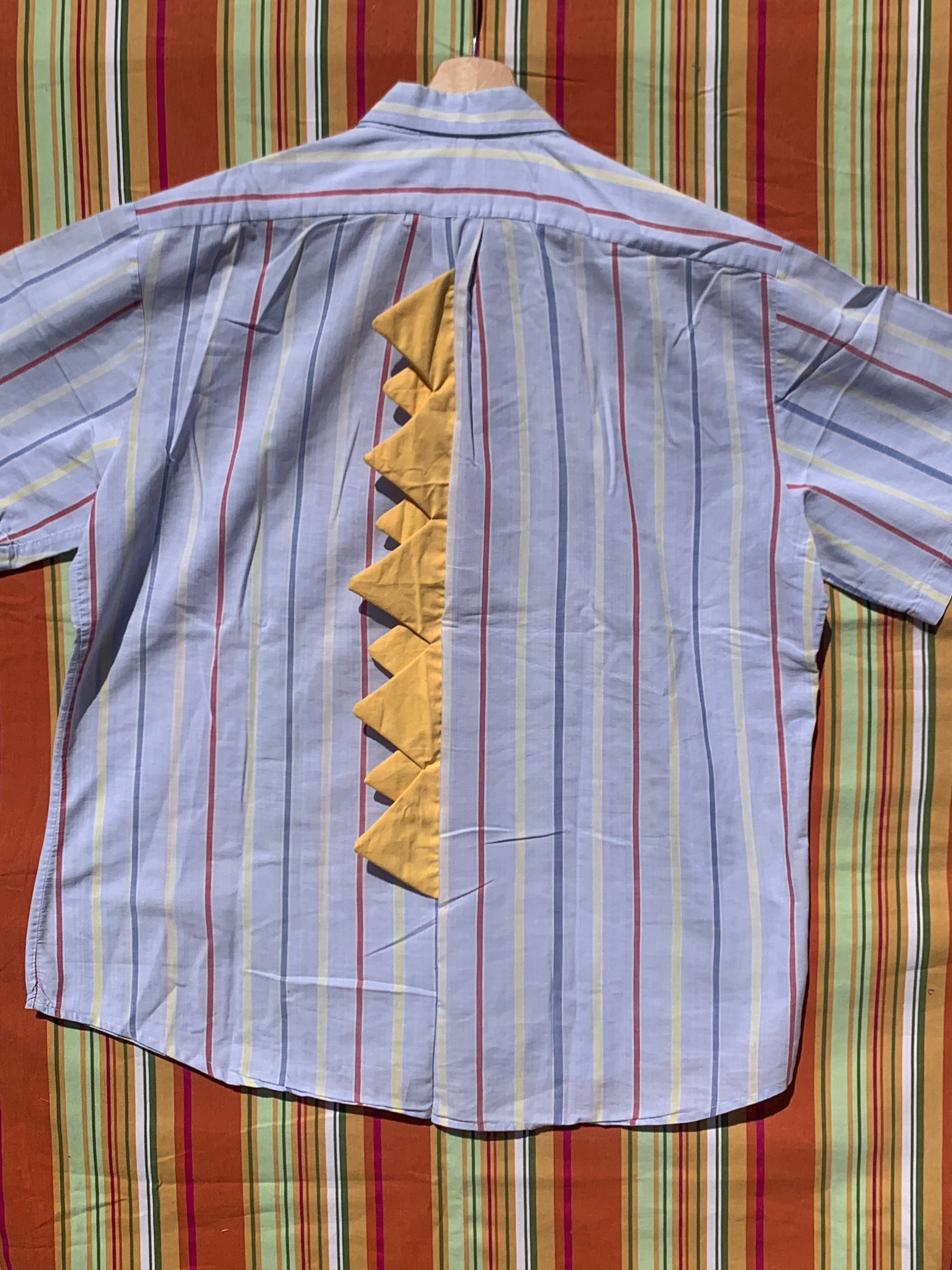 Chemise Dino bleue rayée à manches courtes XL