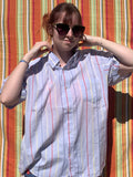Chemise Dino bleue rayée à manches courtes XL