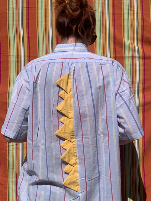Chemise Dino bleue rayée à manches courtes XL