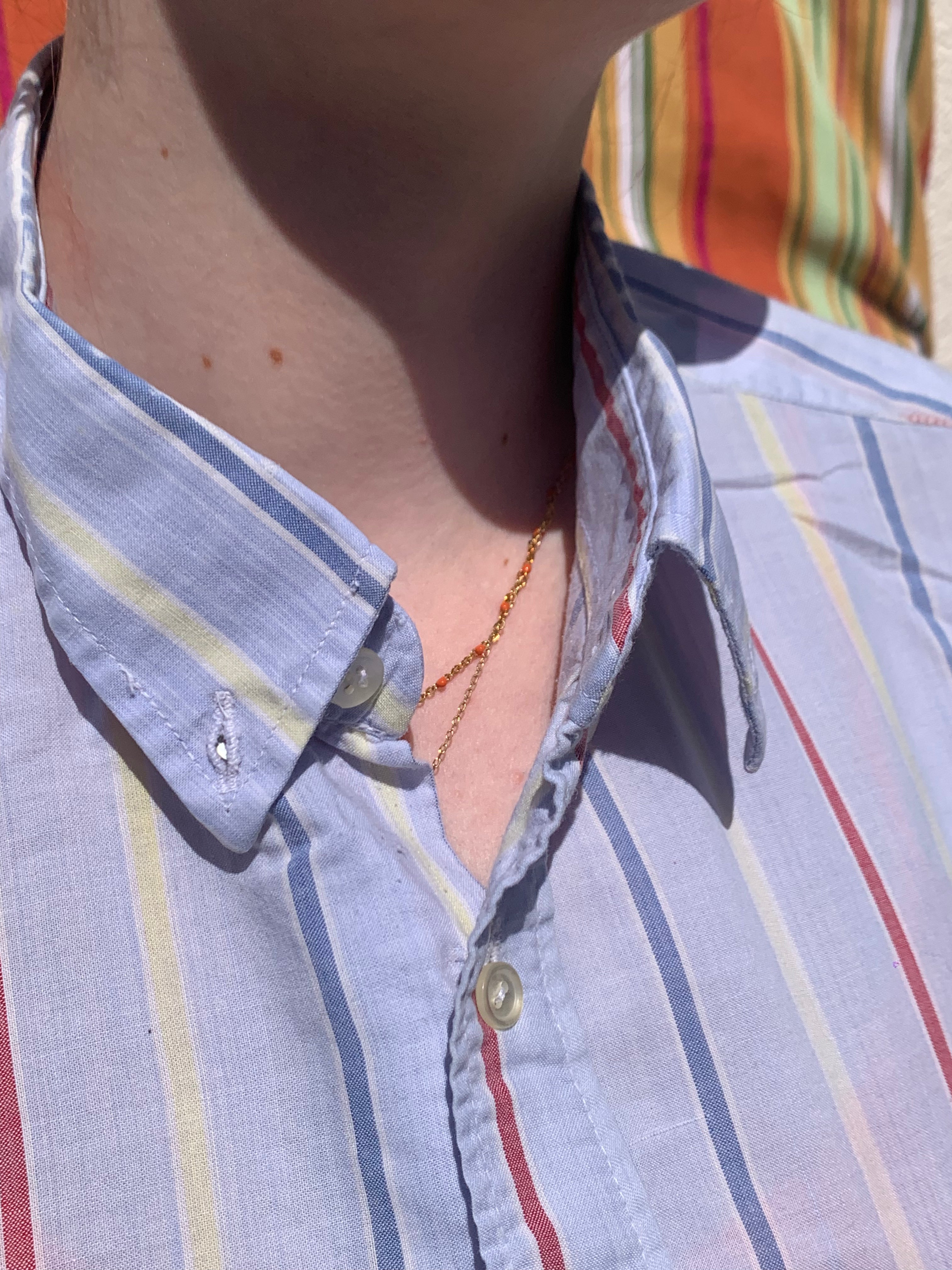 Chemise Dino bleue rayée à manches courtes XL