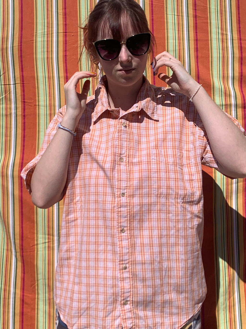 Chemise Dino orange à manches courtes L