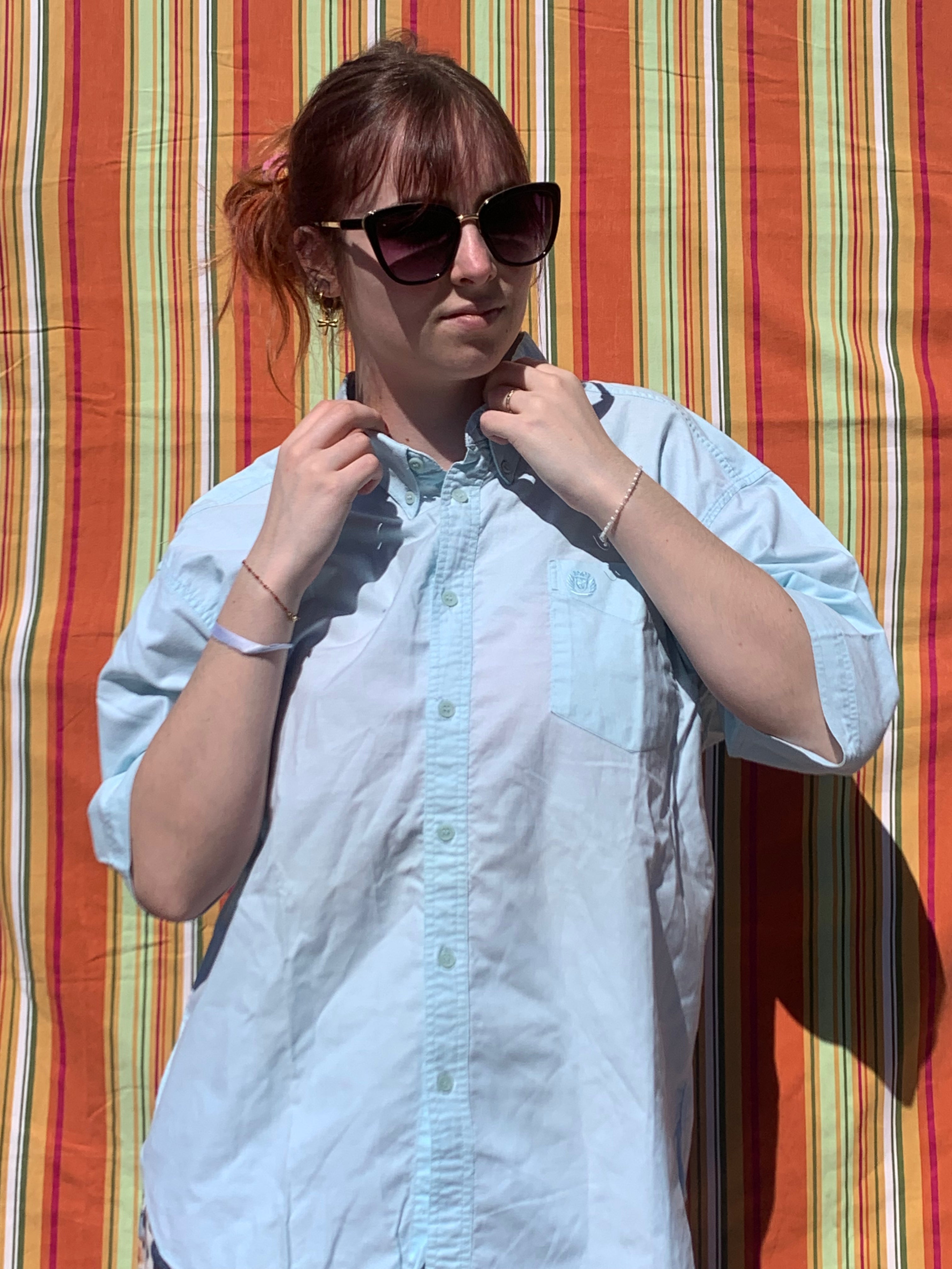 Chemise Dino bleue à manches courtes L