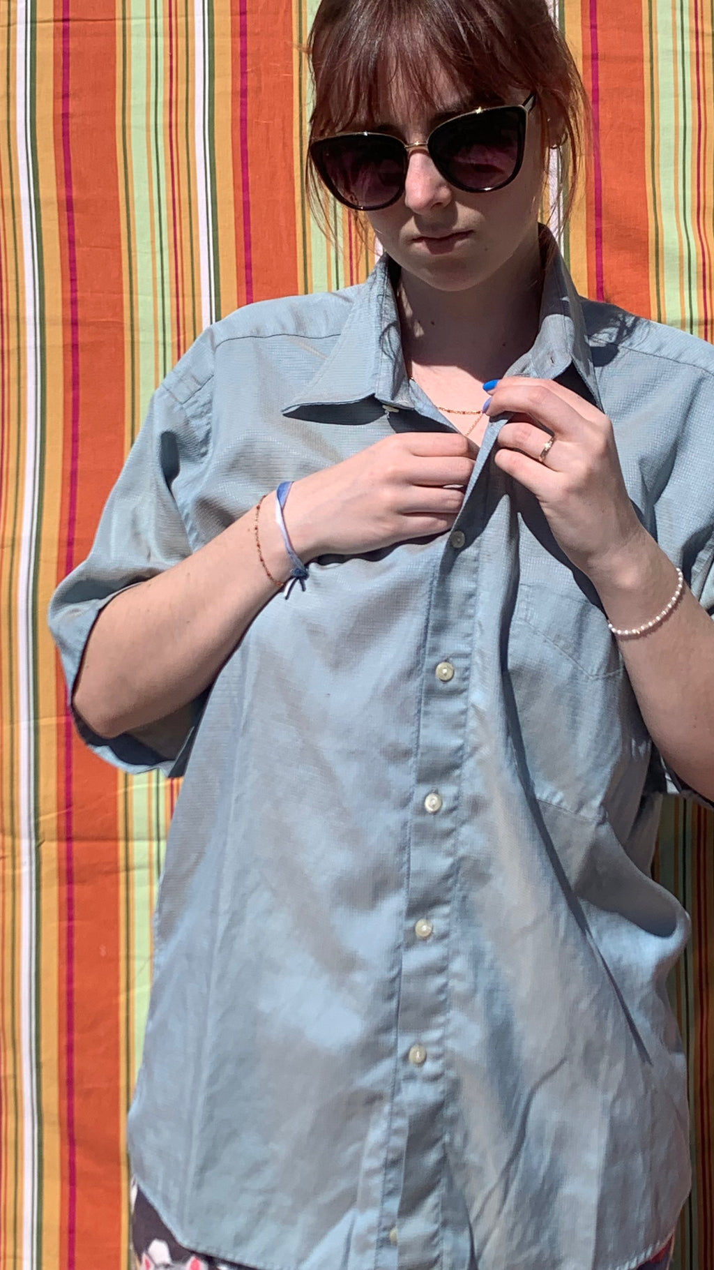 Chemise Dino bleue à manches courtes L