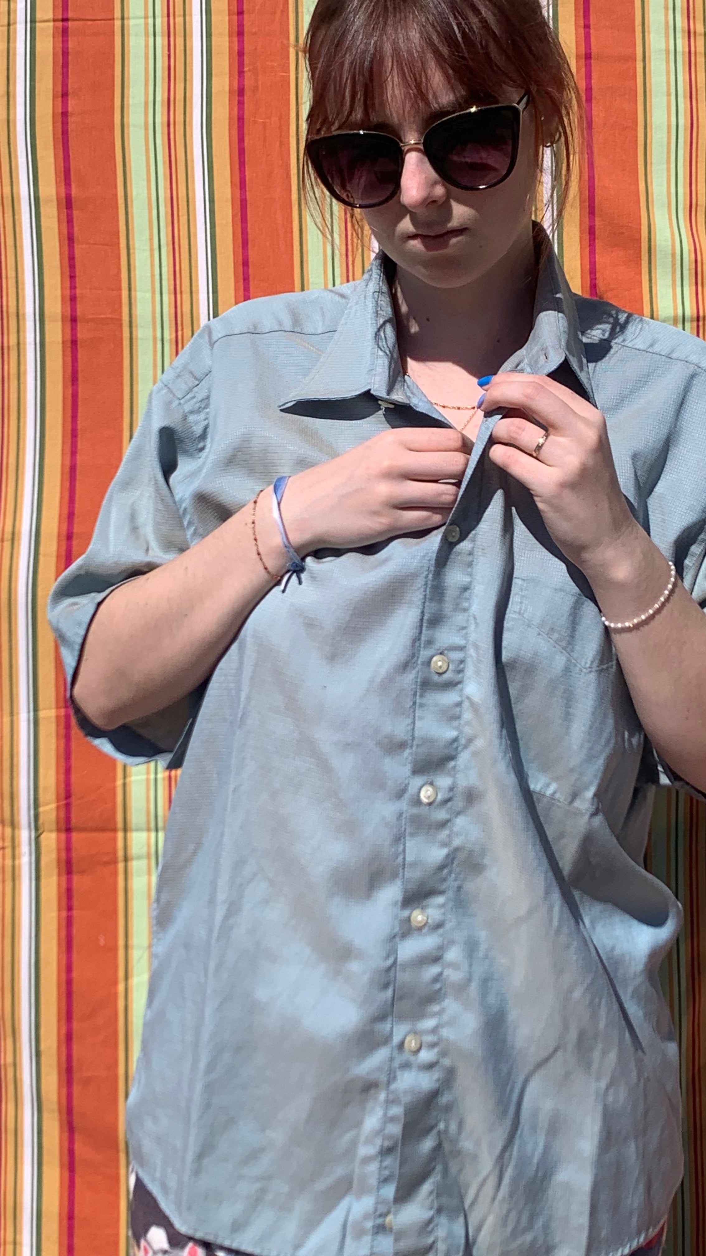Chemise Dino bleue à manches courtes L
