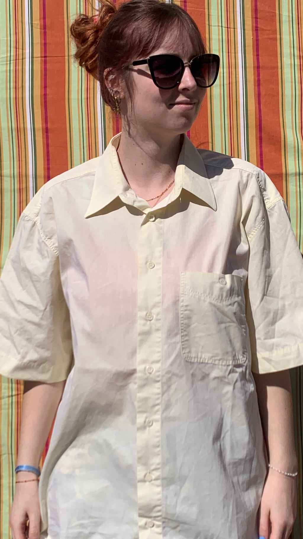 Chemise Dino jaune à manches courtes L