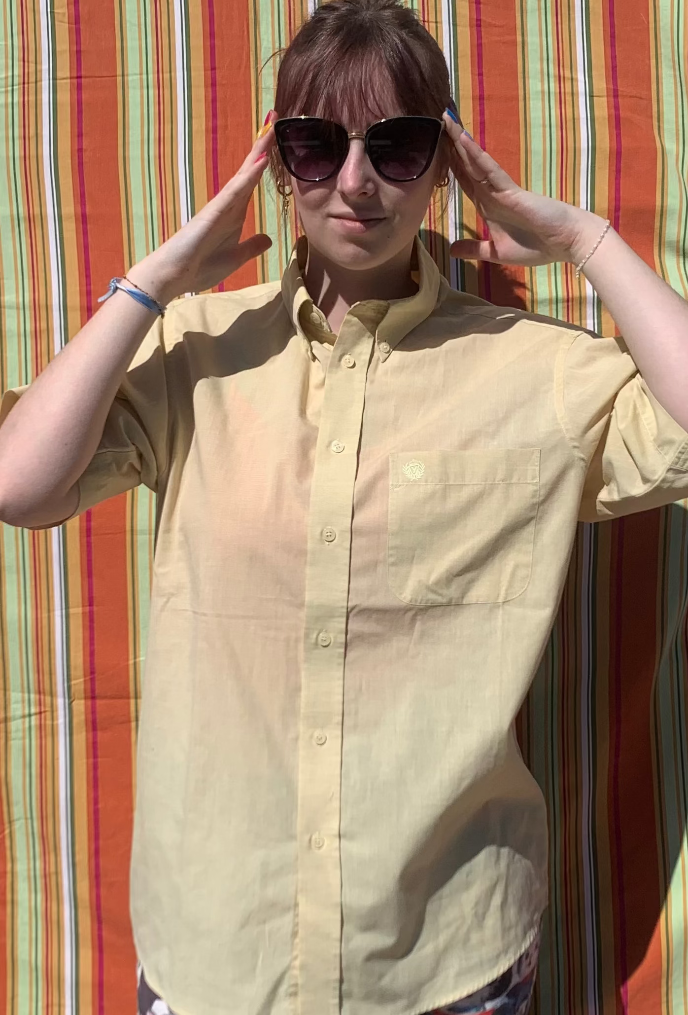 Chemise Dino jaune à manches courtes L