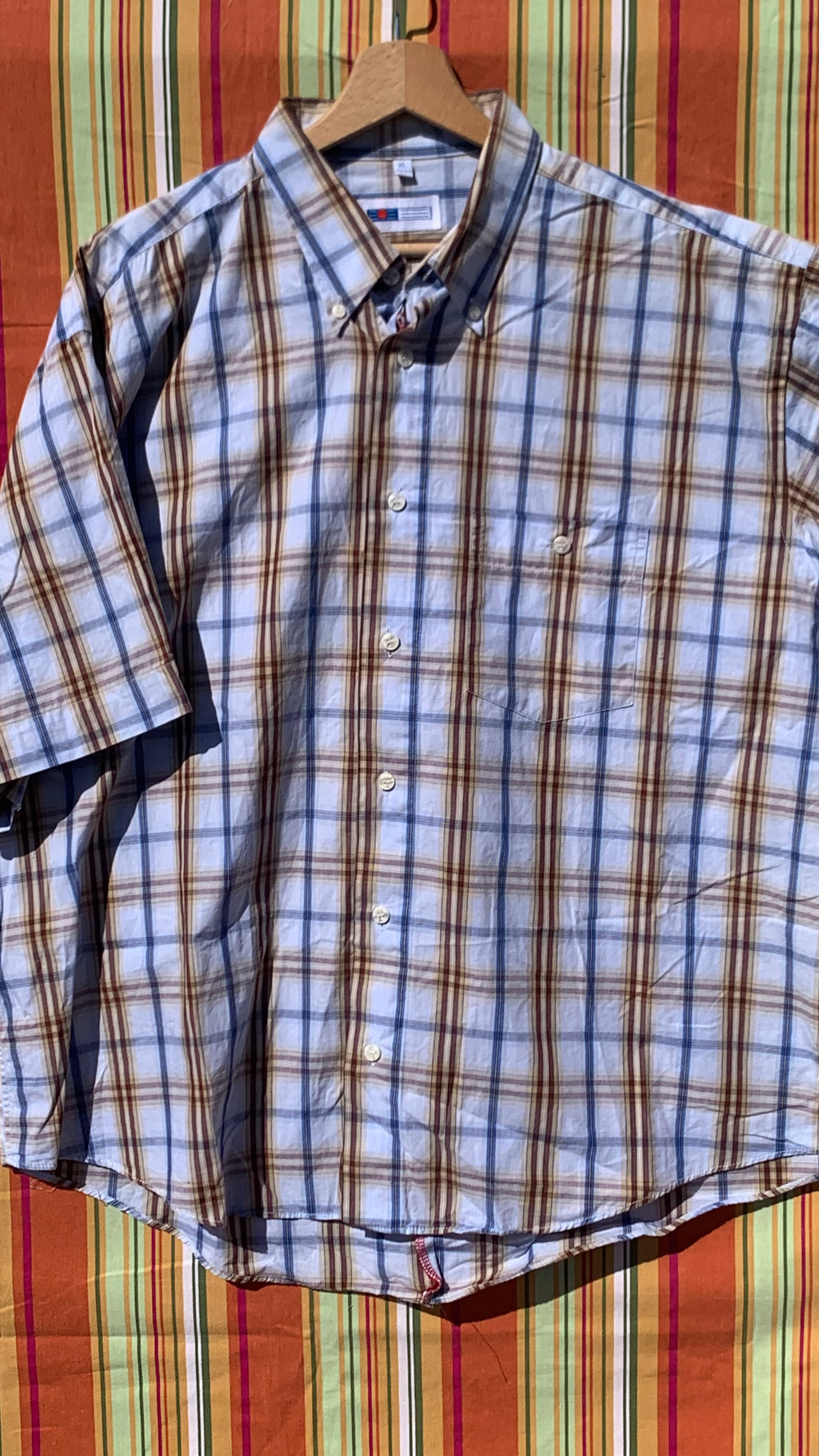 Chemise Dino bleue rayée à manches courtes XL