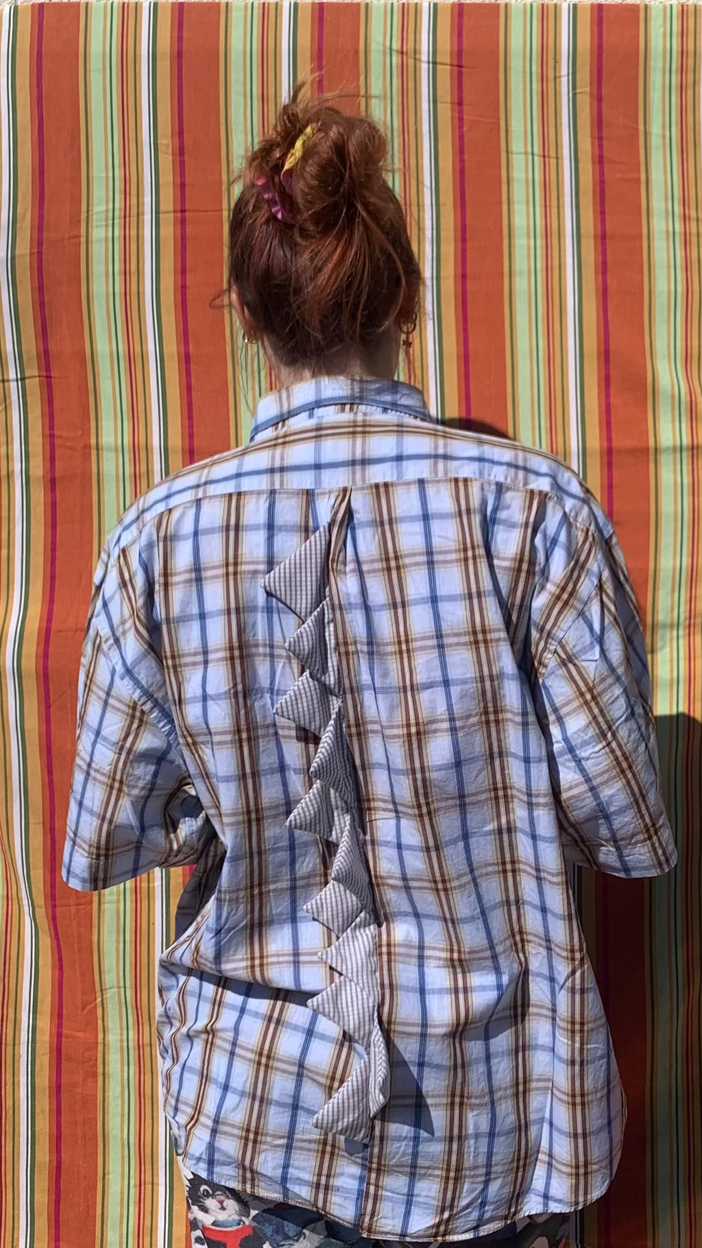 Chemise Dino bleue rayée à manches courtes XL
