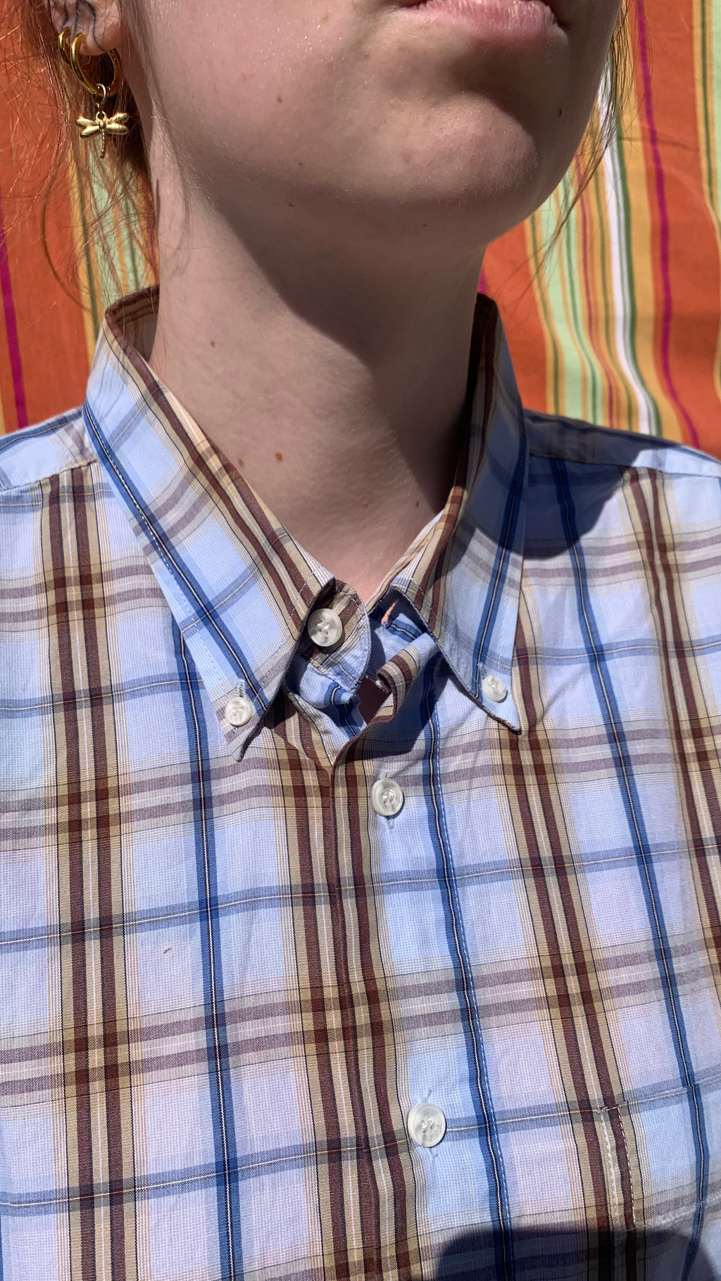 Chemise Dino bleue rayée à manches courtes XL
