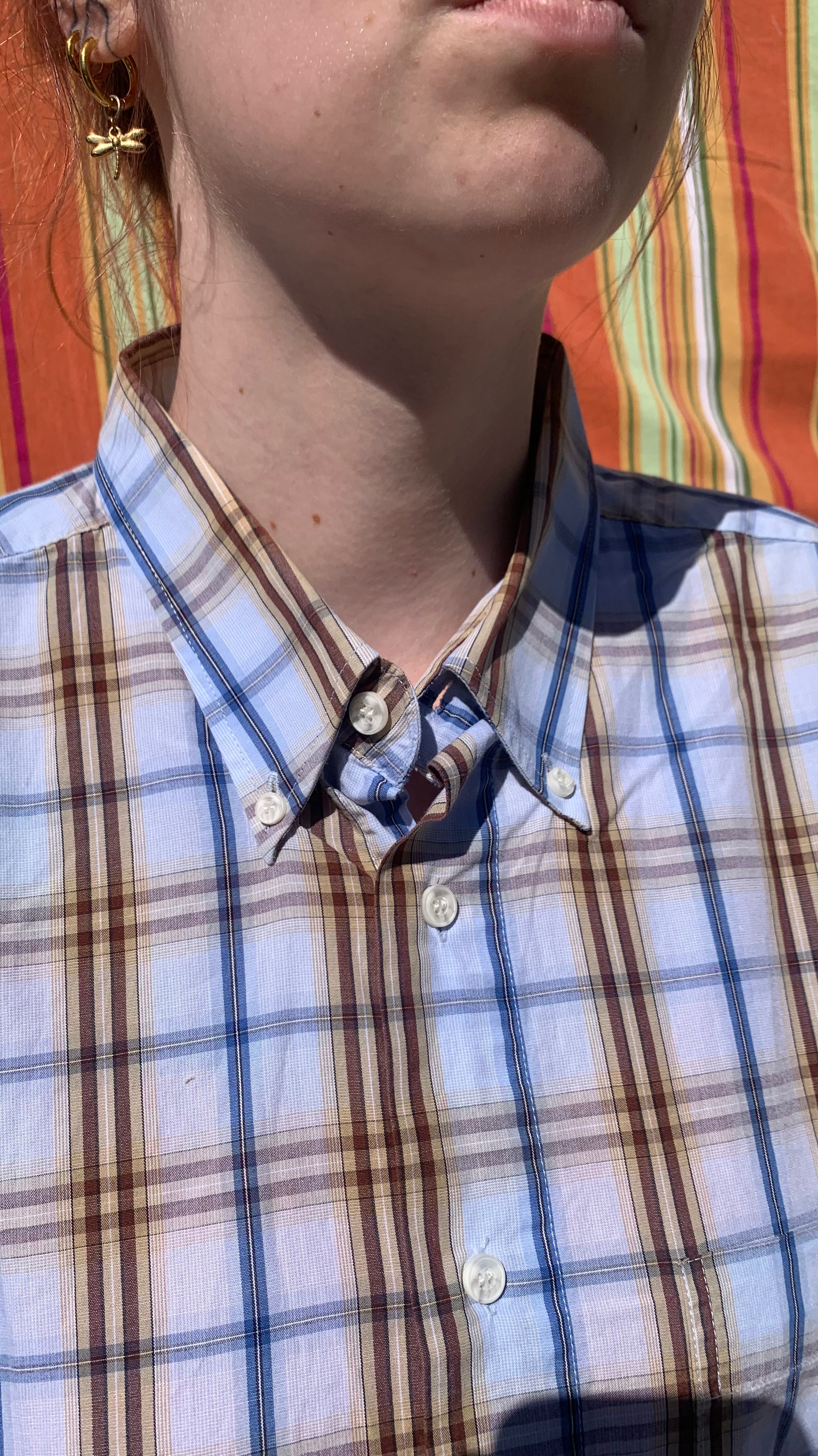 Chemise Dino bleue rayée à manches courtes XL