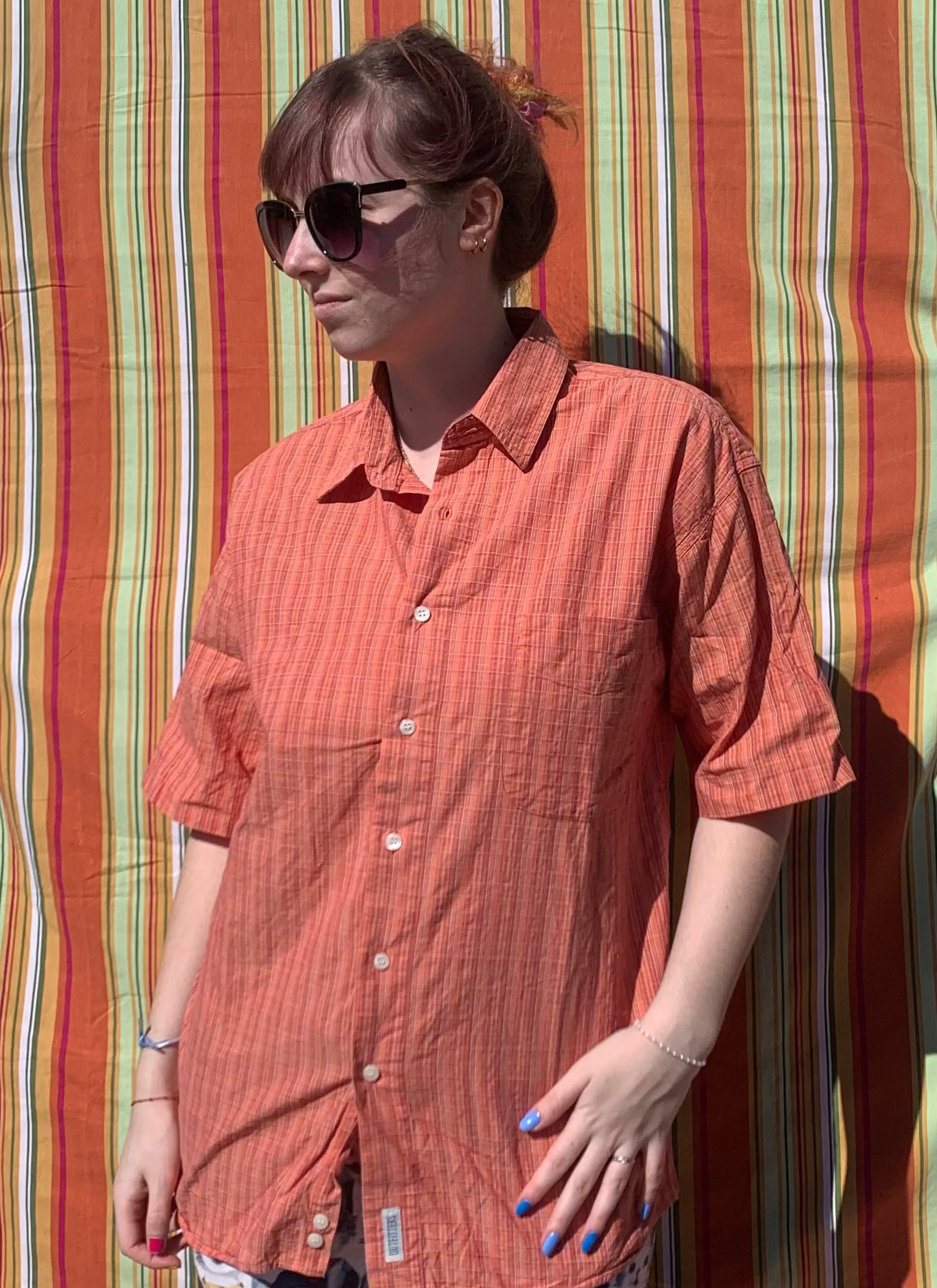 Chemise Dino orange à manches courtes M